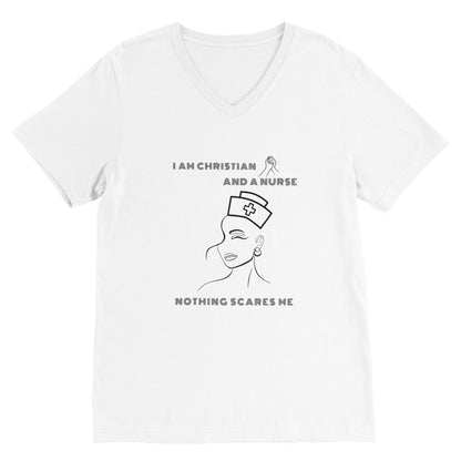 I am Christian and a Nurse - Premium Unisex V-Neck T-shirt